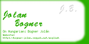 jolan bogner business card